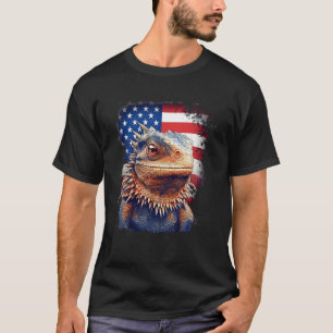 4. Juli US-Flagge Bartete Drache T-Shirt