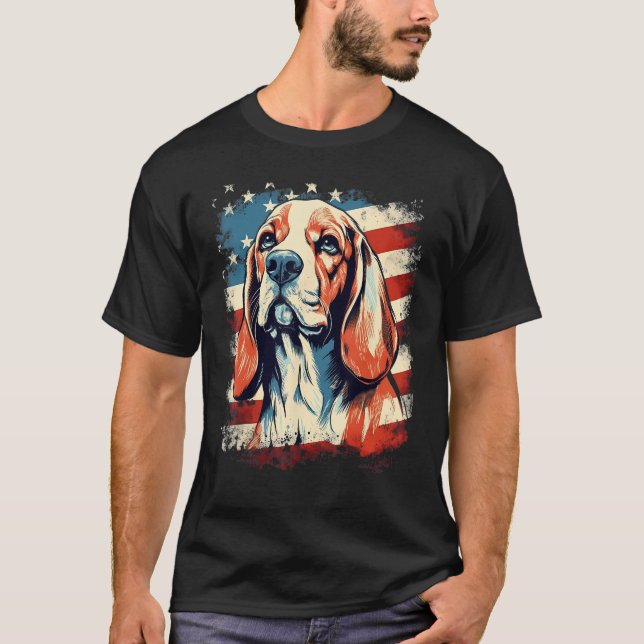 4. Juli US-Flagge Beagle-Hund T-Shirt (Vorderseite)