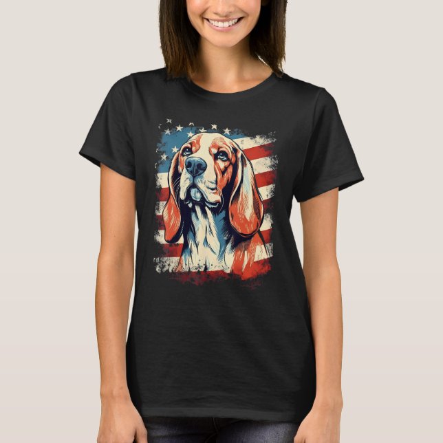 4. Juli US-Flagge Beagle-Hund T-Shirt (Vorderseite)