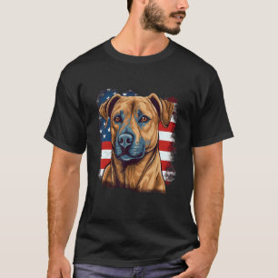 4. Juli US-Flagge Black Mouth Cur Hund T-Shirt