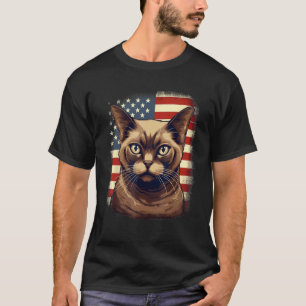 4. Juli US-Flagge Burmesische Katze 1 T-Shirt