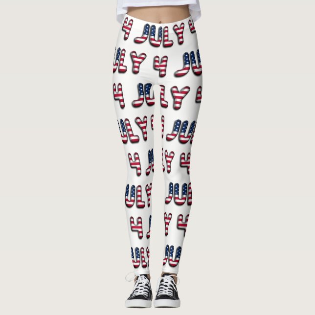 4. Juli US Flagge der amerikanischen Flaggentypogr Leggings (Vorderseite)
