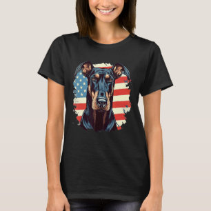 4. Juli US-Flagge Dobermann-Hund T-Shirt