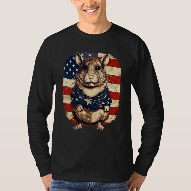 4. Juli US-Flagge Gerbil 1 T-Shirt (Vorderseite)