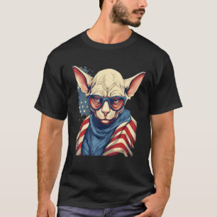 4. Juli US-Flagge haarloser Sphinx-Katze 1 T-Shirt