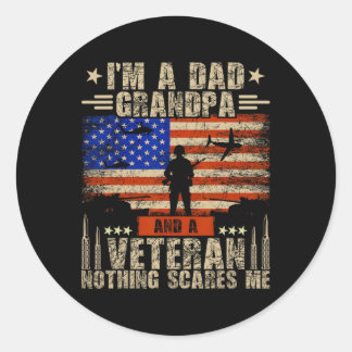 4. Juli US-Flagge Ich bin ein Vater Opa und ein Ve Runder Aufkleber