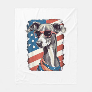 4. Juli US-Flagge Italienischer Windhund Hund Fleecedecke