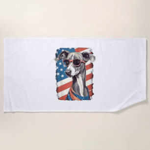 4. Juli US-Flagge Italienischer Windhund Hund Strandtuch