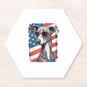 4. Juli US-Flagge Italienischer Windhund Hund Untersetzer