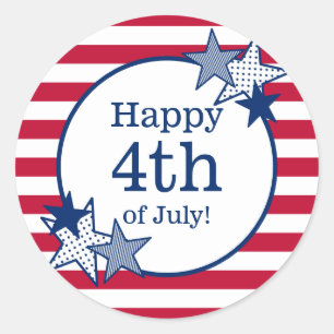 4. Juli US Flagge Modernes Patriotisches Runder Aufkleber