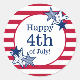 4. Juli US Flagge Modernes Patriotisches Runder Aufkleber
