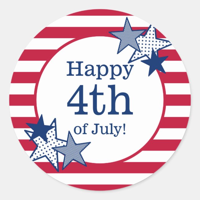 4. Juli US Flagge Modernes Patriotisches Runder Aufkleber (Vorderseite)
