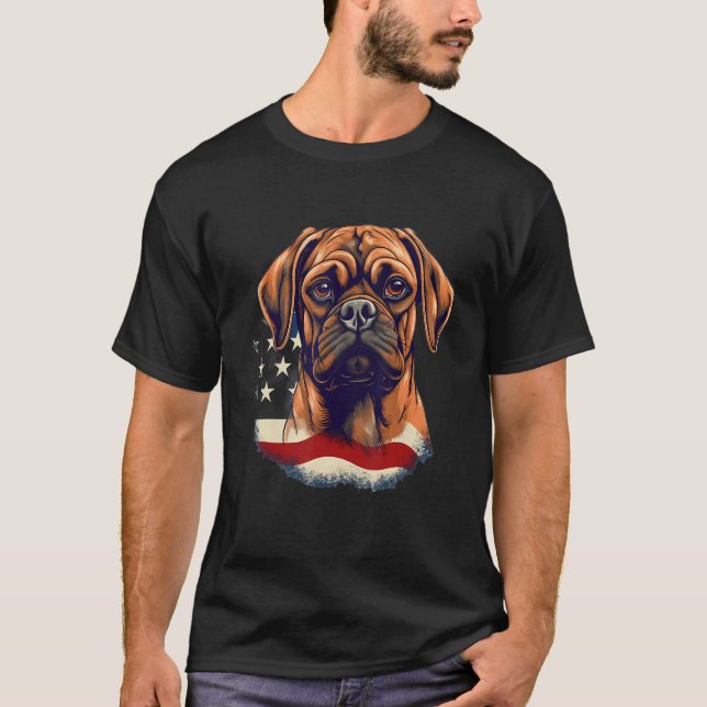 4. Juli US-Flagge Puggle Hund T-Shirt (Vorderseite)