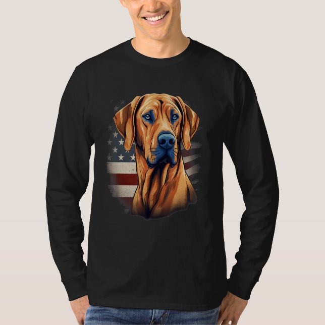 4. Juli US-Flagge Rhodesian Ridgeback Hund 1 T-Shirt (Vorderseite)