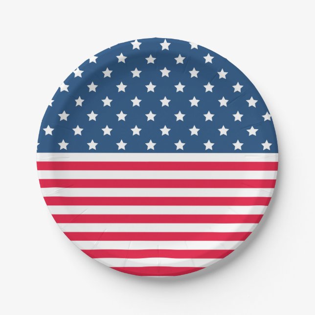 4. Juli US Flagge Rot Weiß und Blau Pappteller (Vorderseite)