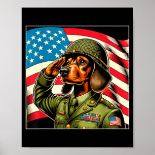4. Juli US-Flagge Salute Doxie Hund Frauen Männer Poster