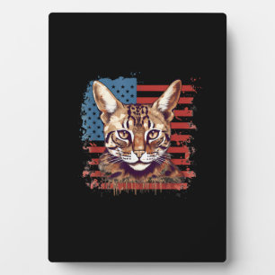 4. Juli US-Flagge Savannah Cat Fotoplatte