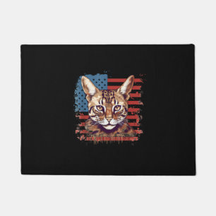 4. Juli US-Flagge Savannah Cat Fußmatte