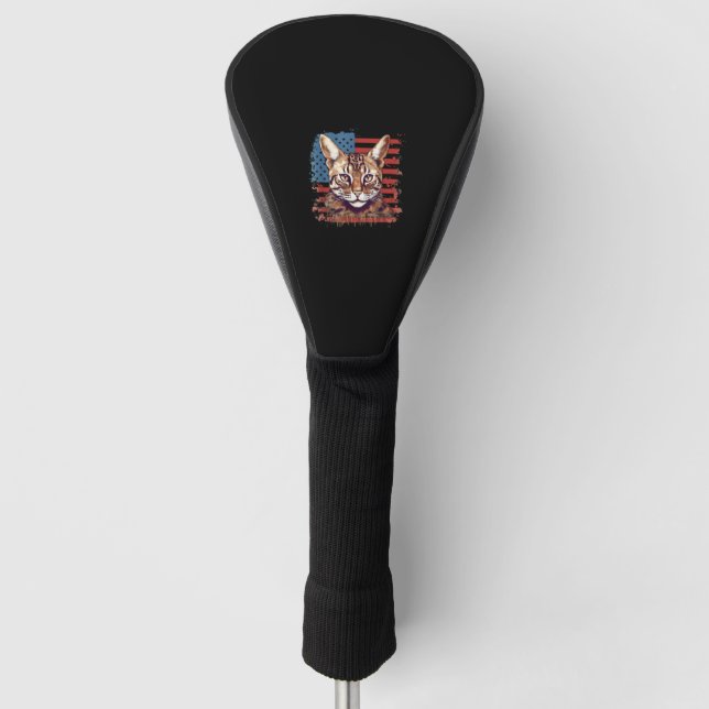 4. Juli US-Flagge Savannah Cat Golf Headcover (Vorderseite)