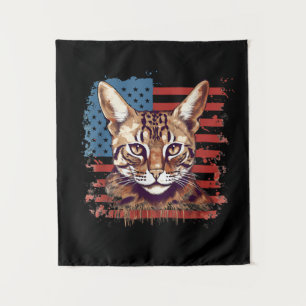 4. Juli US-Flagge Savannah Cat Wandteppich