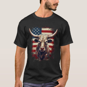 4. Juli US-Flagge Texas Longhorn Bull T Shirt