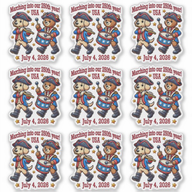 4. Juli USA 250. Jahrestag Halbjahr Aufkleber (Vorderseite)
