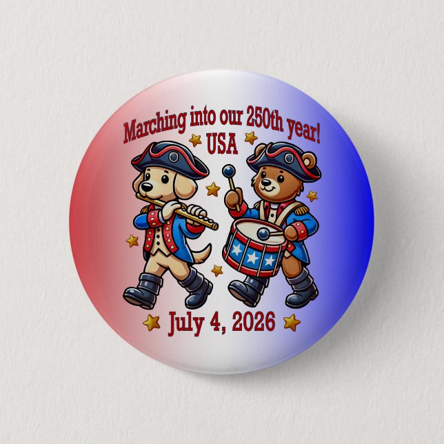 4. Juli USA 250. Jahrestag Halbjahr Button (Vorderseite)