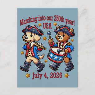 4. Juli USA 250. Jahrestag Halbjahr Postkarte