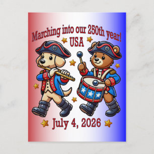 4. Juli USA 250. Jahrestag Halbjahr Postkarte