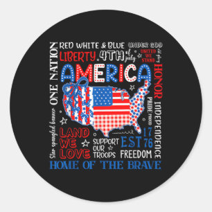 4. Juli USA American Map Coquette Bow Patrioti Runder Aufkleber
