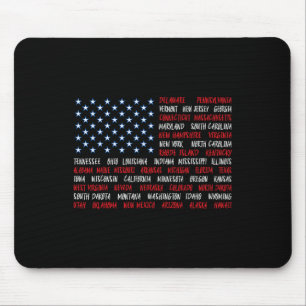 4. Juli USA Amerikanische Flagge Alle 50 Staatsnam Mousepad