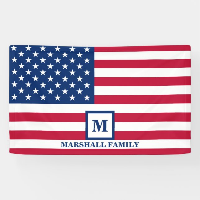 4. Juli USA amerikanische Flagge Maßgeschneiderte  Banner (Horizontal)