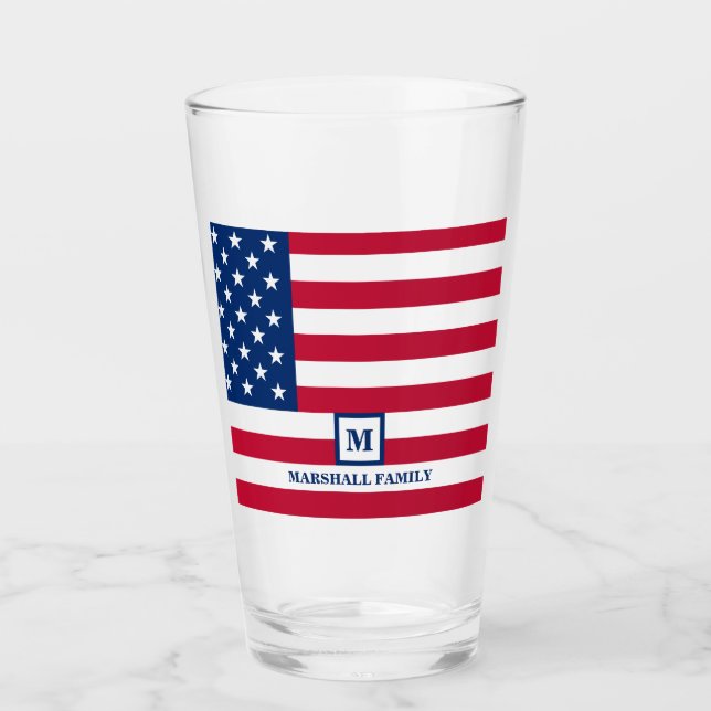 4. Juli USA amerikanische Flagge Maßgeschneiderte  Glas (Vorderseite)