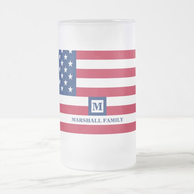4. Juli USA amerikanische Flagge Maßgeschneiderte  Mattglas Bierglas (Mittel)