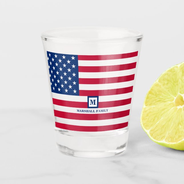 4. Juli USA amerikanische Flagge Maßgeschneiderte  Schnapsglas (Vorderseite)