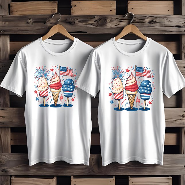 4. Juli USA Eiscreme Feuerwerk T-Shirt (Von Creator hochgeladen)