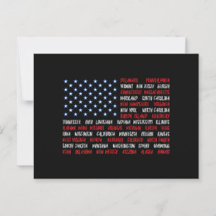 4. Juli USA Flag Alle 50 Staat Namen Postkarte