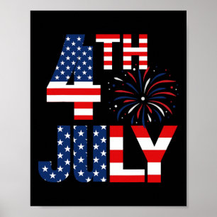 4. Juli USA Flag Party Patriotic American Inde Poster