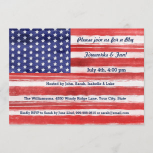 4. Juli USA Flag Patriotic Art Stars & Stripes Einladung