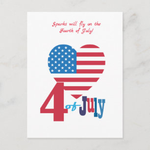 4. Juli USA Flag Patriotisches Herz Postkarte