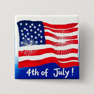 4. Juli USA-Flagge #1 Button
