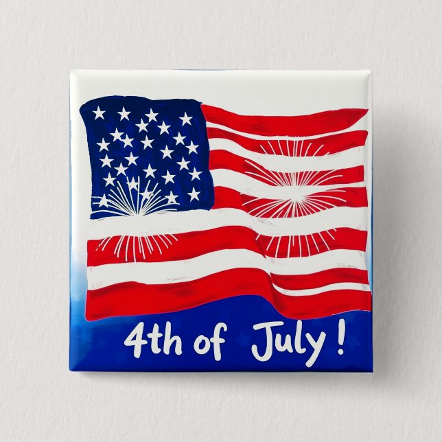 4. Juli USA-Flagge #1 Button (Vorderseite)