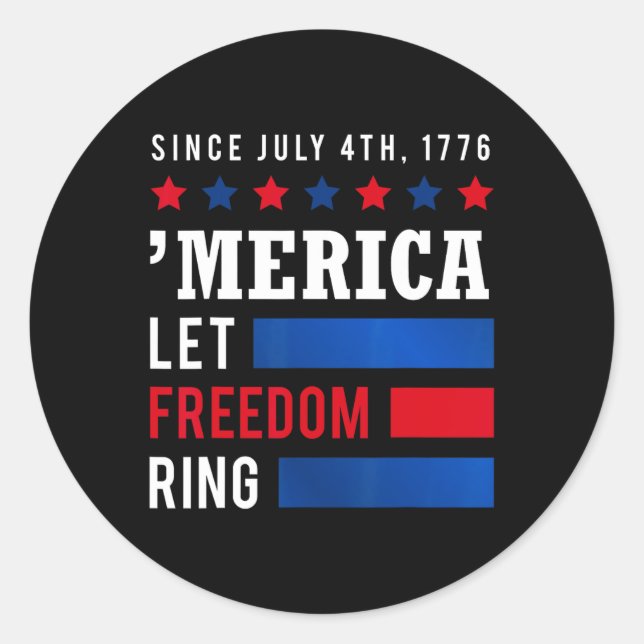4. Juli USA Flagge Amerika Lasse Freiheitsring Runder Aufkleber (Vorderseite)
