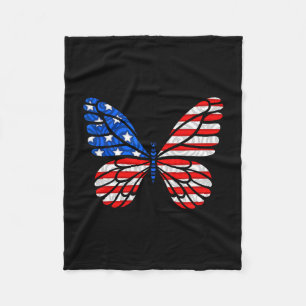 4. Juli USA Flagge Amerika Schmetterling Fleecedecke