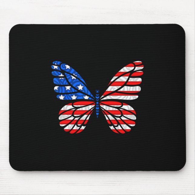 4. Juli USA Flagge Amerika Schmetterling Mousepad (Vorne)