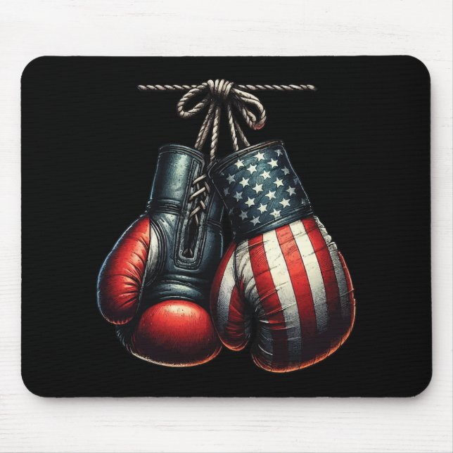 4. Juli USA-Flagge Boxhandschuhe für Boxer-Trainin Mousepad (Vorne)