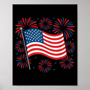 4. Juli USA-Flagge Patriotische Feuerwerk Aamerika Poster