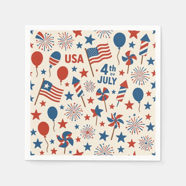 4. Juli USA Flagge Patriotisches Party Napkins Serviette (Vorderseite)