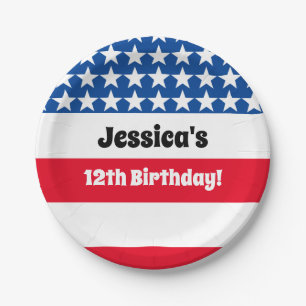 4. Juli USA Flagge Rot weiß und blau Geburtstag Pappteller