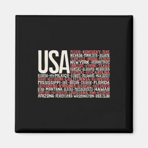 4. Juli USA Flaggen Amerika Staat Kartennamen Magnet